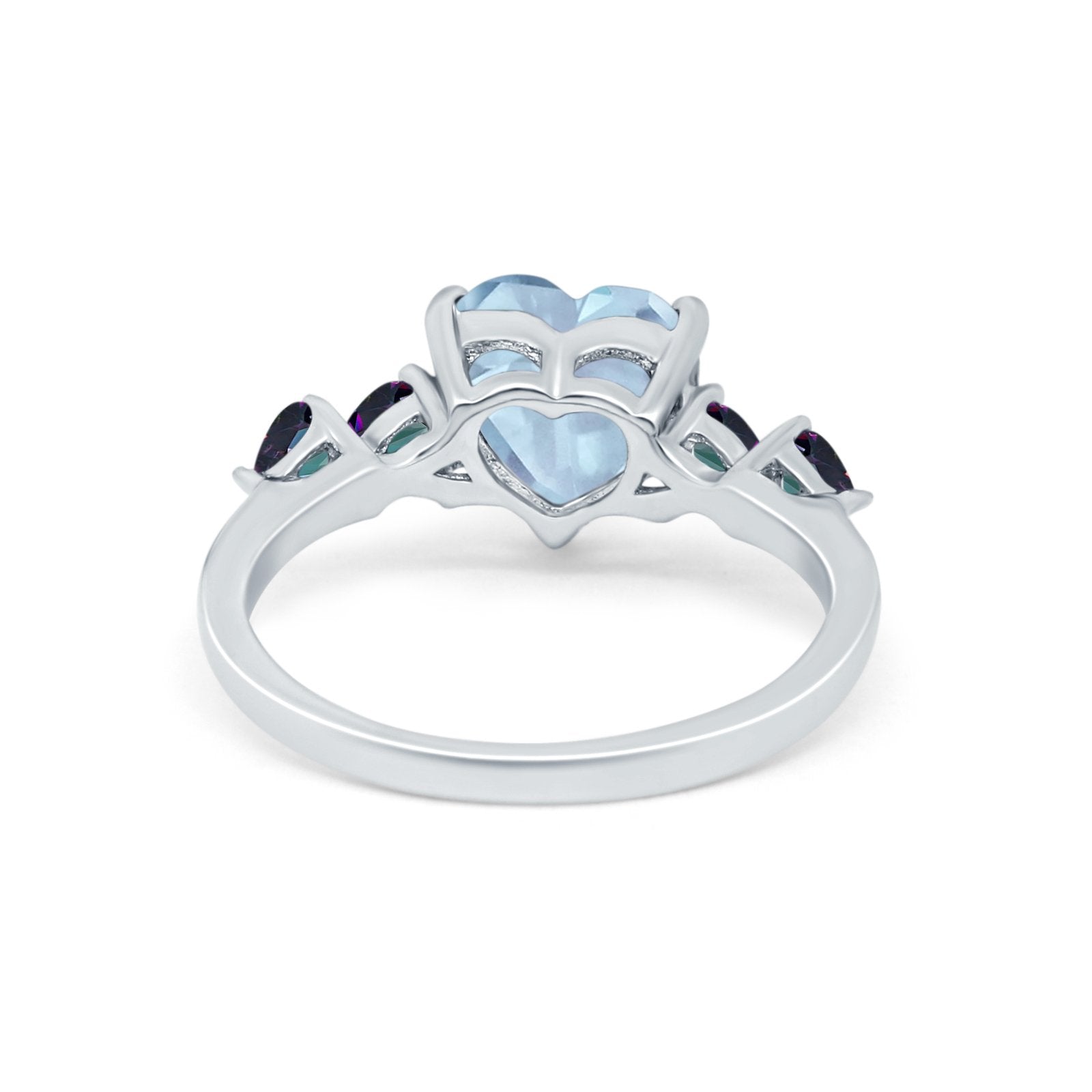 Heart Promise Wedding Ring Simulated Rainbow Cubic Zirconia 925 Sterling Silver