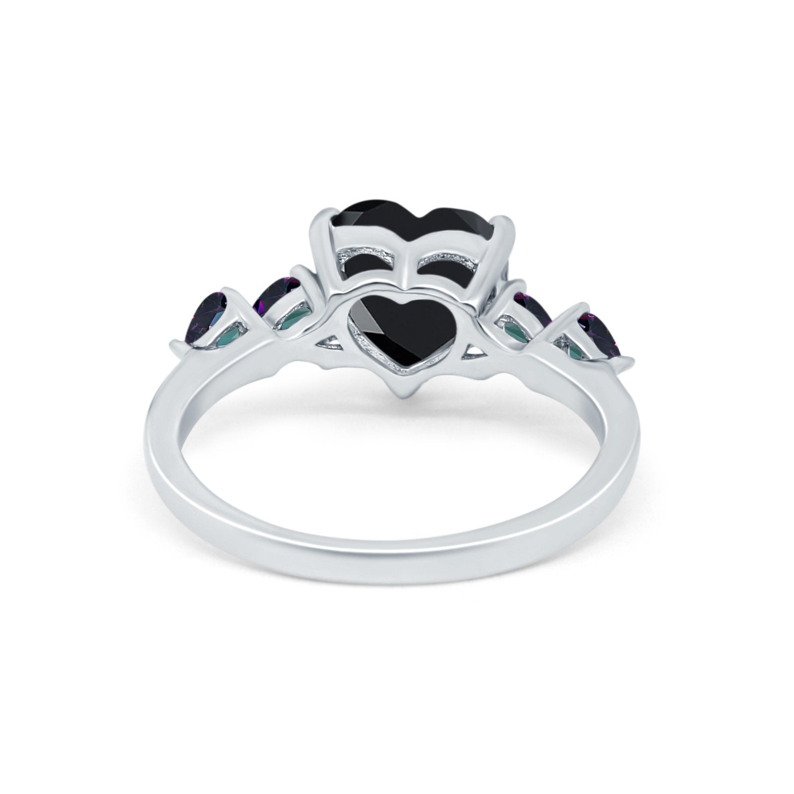 Heart Promise Wedding Ring Simulated Rainbow Cubic Zirconia 925 Sterling Silver