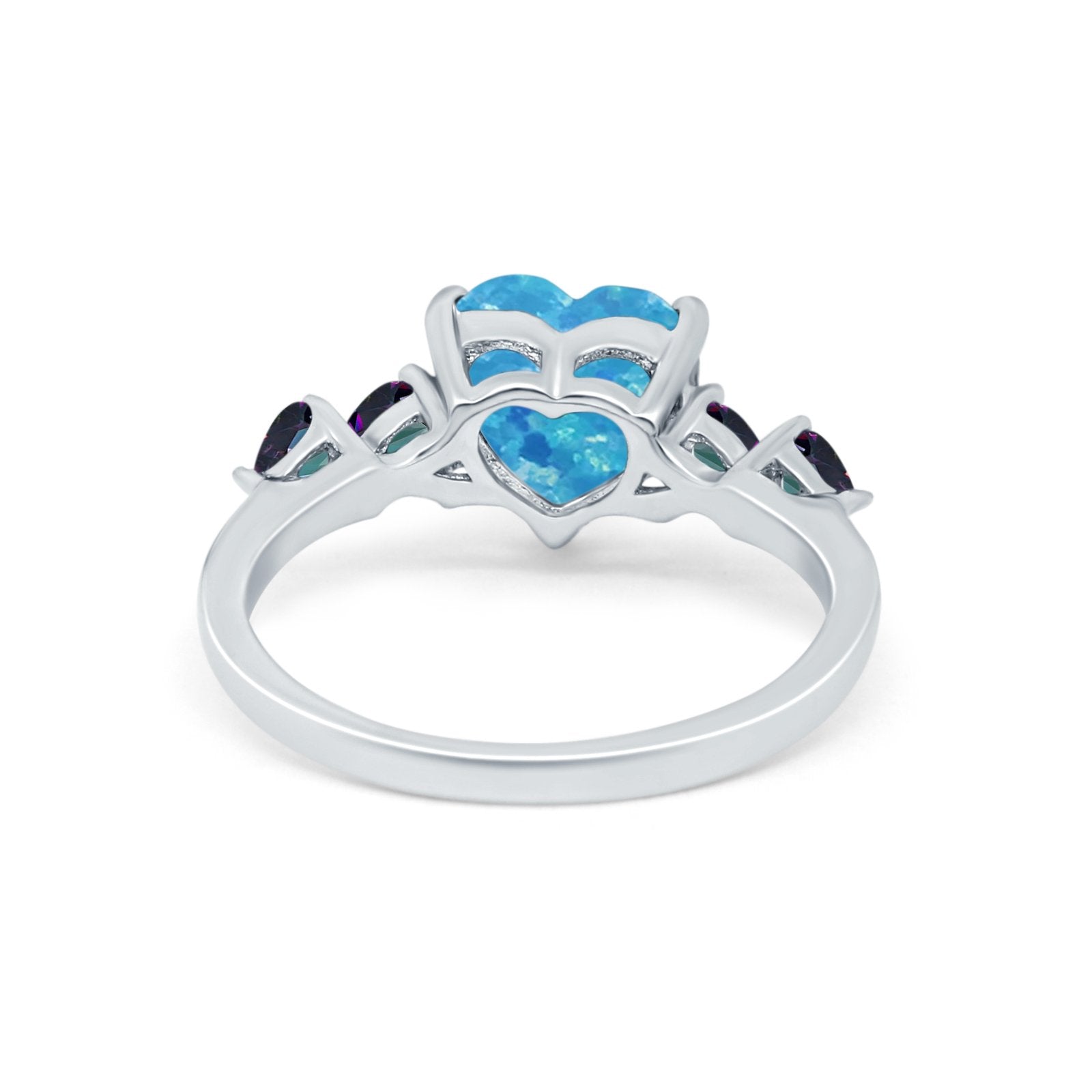 Heart Promise Wedding Ring Simulated Rainbow Cubic Zirconia 925 Sterling Silver