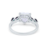 Heart Promise Wedding Ring Simulated Rainbow Cubic Zirconia 925 Sterling Silver