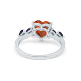 Heart Promise Wedding Ring Simulated Rainbow Cubic Zirconia 925 Sterling Silver