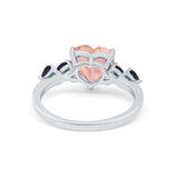 Heart Promise Wedding Ring Simulated Rainbow Cubic Zirconia 925 Sterling Silver