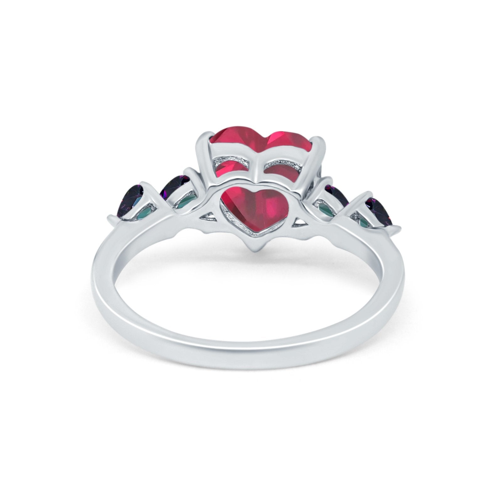 Heart Promise Wedding Ring Simulated Rainbow Cubic Zirconia 925 Sterling Silver