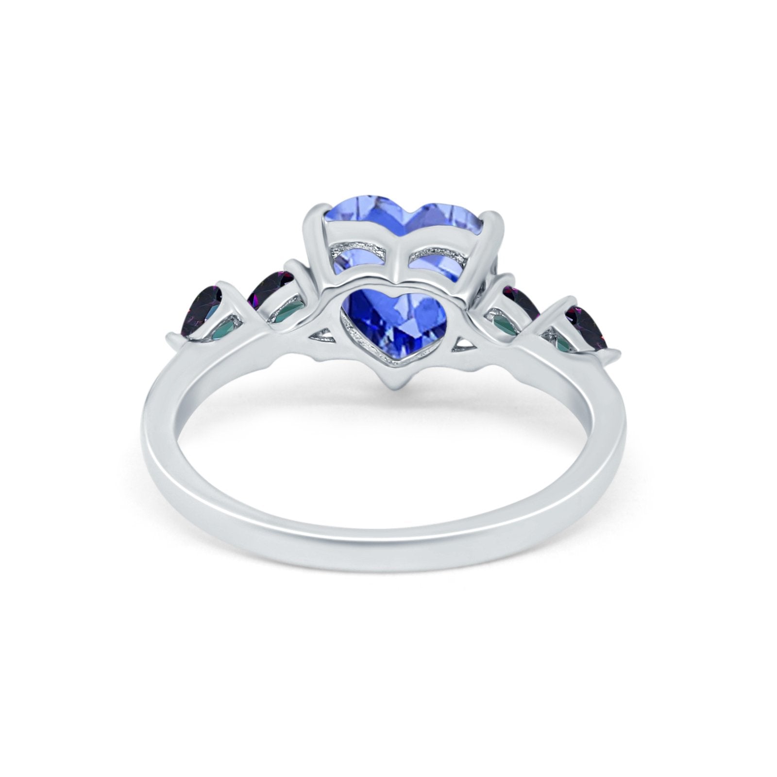 Heart Promise Wedding Ring Simulated Rainbow Cubic Zirconia 925 Sterling Silver