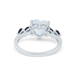Heart Promise Wedding Ring Simulated Rainbow Cubic Zirconia 925 Sterling Silver