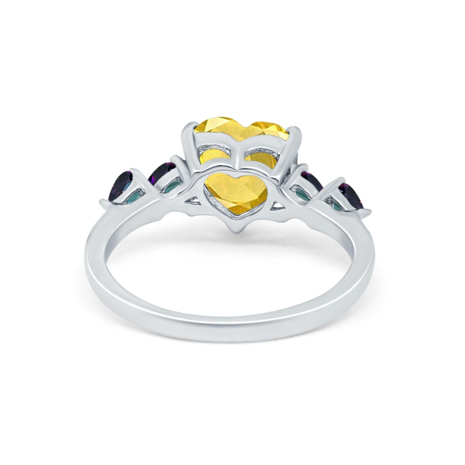 Heart Promise Wedding Ring Simulated Rainbow Cubic Zirconia 925 Sterling Silver