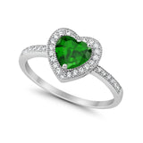 Halo Dazzling Heart Promise Ring Round Simulated CZ 925 Sterling Silver