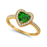 Halo Dazzling Heart Promise Ring Round Simulated CZ 925 Sterling Silver