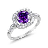Solitaire Accent Wedding Ring Round Simulated CZ 925 Sterling Silver