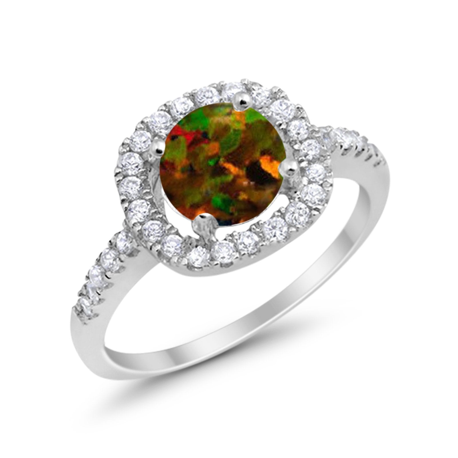 Solitaire Accent Wedding Ring Round Simulated CZ 925 Sterling Silver