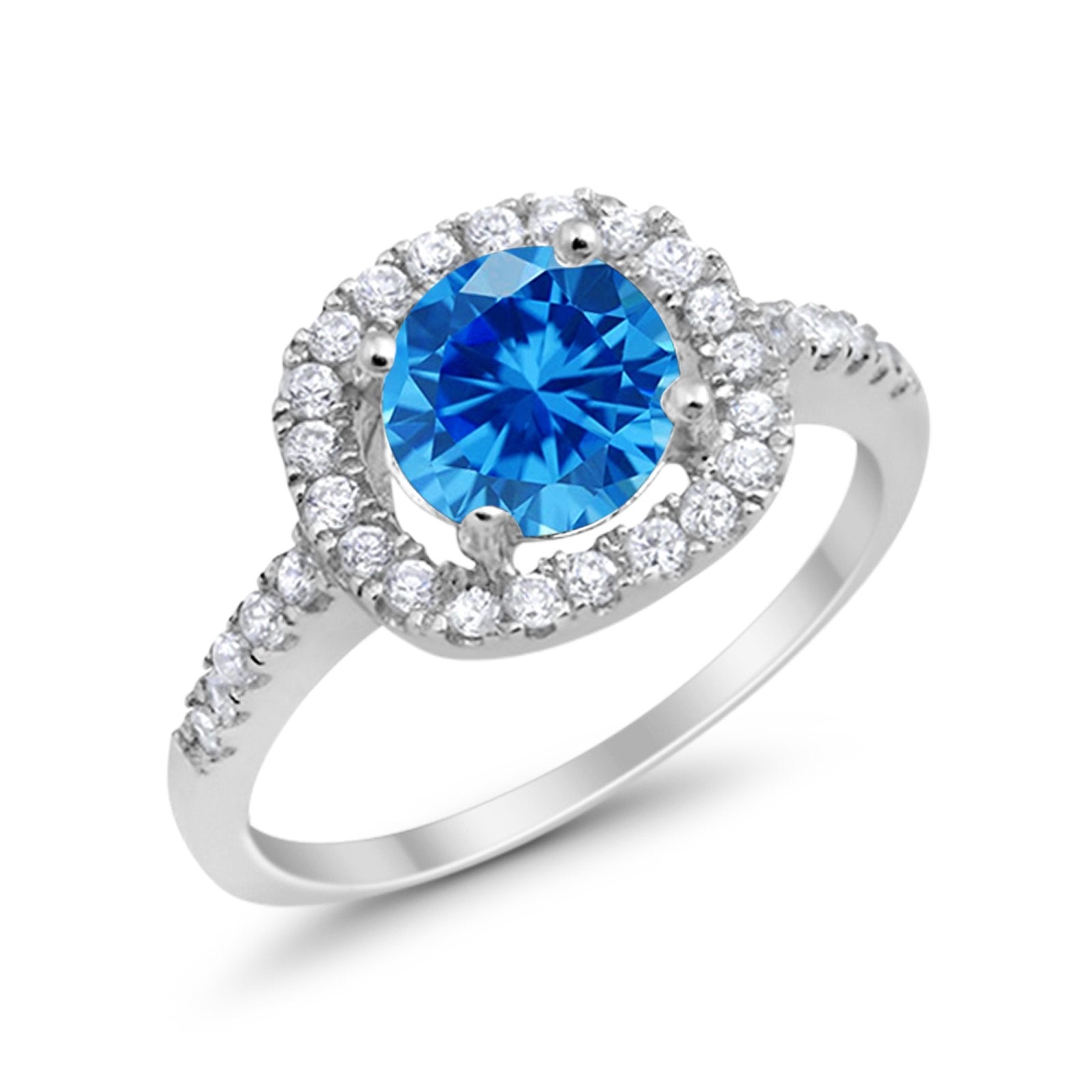 Solitaire Accent Wedding Ring Round Simulated CZ 925 Sterling Silver