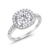 Solitaire Accent Wedding Ring Round Simulated CZ 925 Sterling Silver