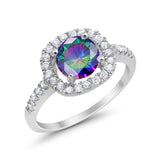 Solitaire Accent Wedding Ring Round Simulated CZ 925 Sterling Silver