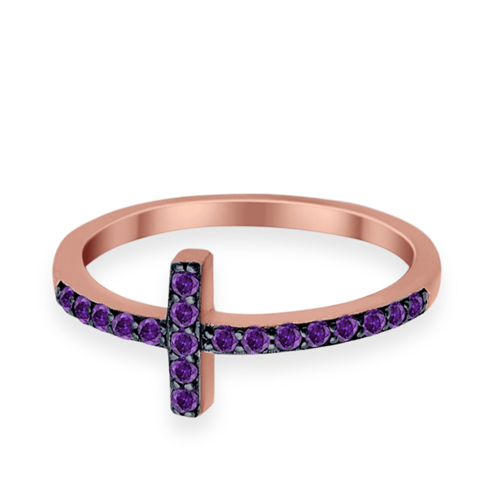 Wedding Eternity Sideways Cross Rings Simulated CZ 925 Sterling Silver