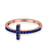 Wedding Eternity Sideways Cross Rings Simulated CZ 925 Sterling Silver