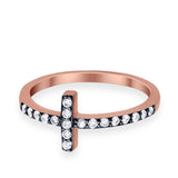 Wedding Eternity Sideways Cross Rings Simulated CZ 925 Sterling Silver