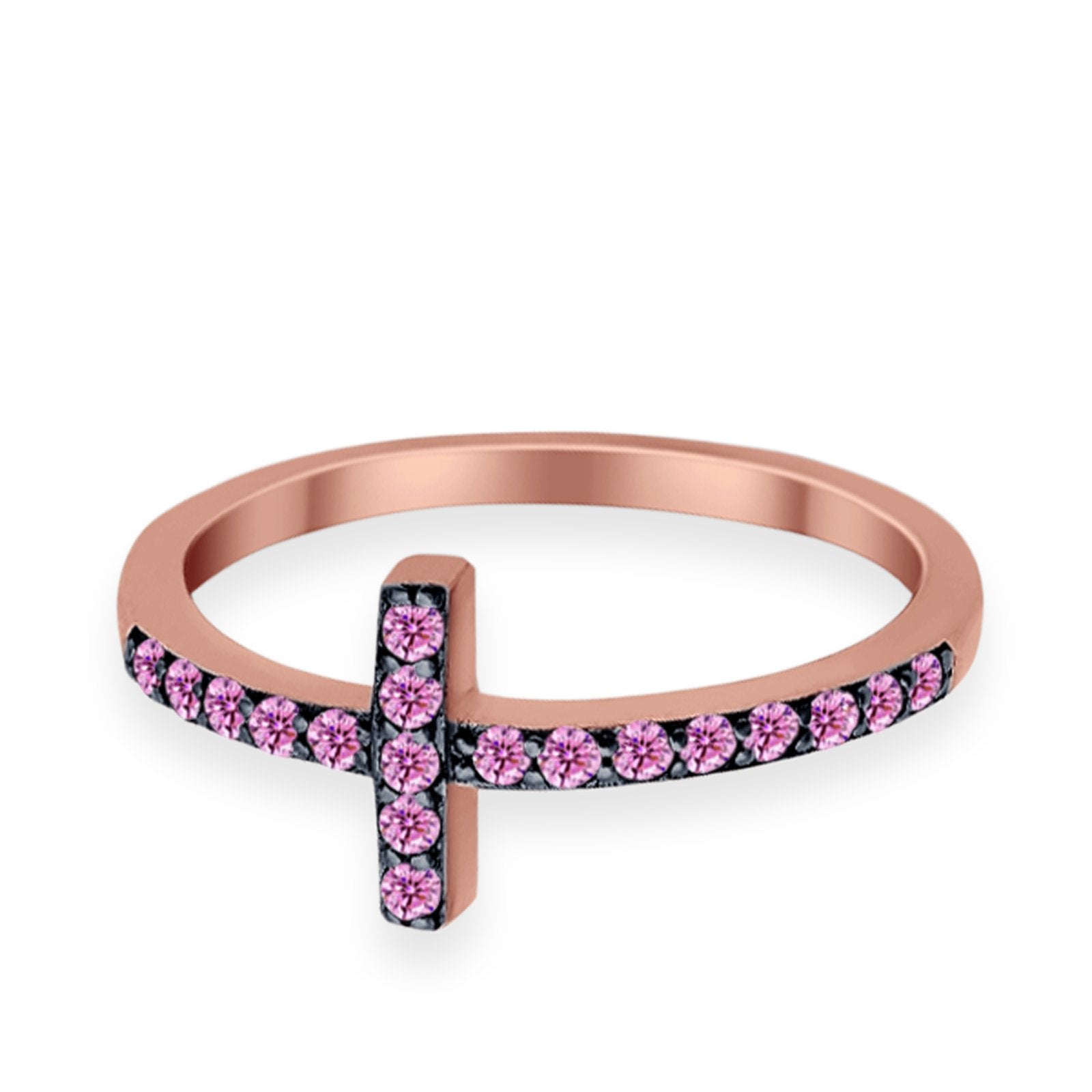 Wedding Eternity Sideways Cross Rings Simulated CZ 925 Sterling Silver