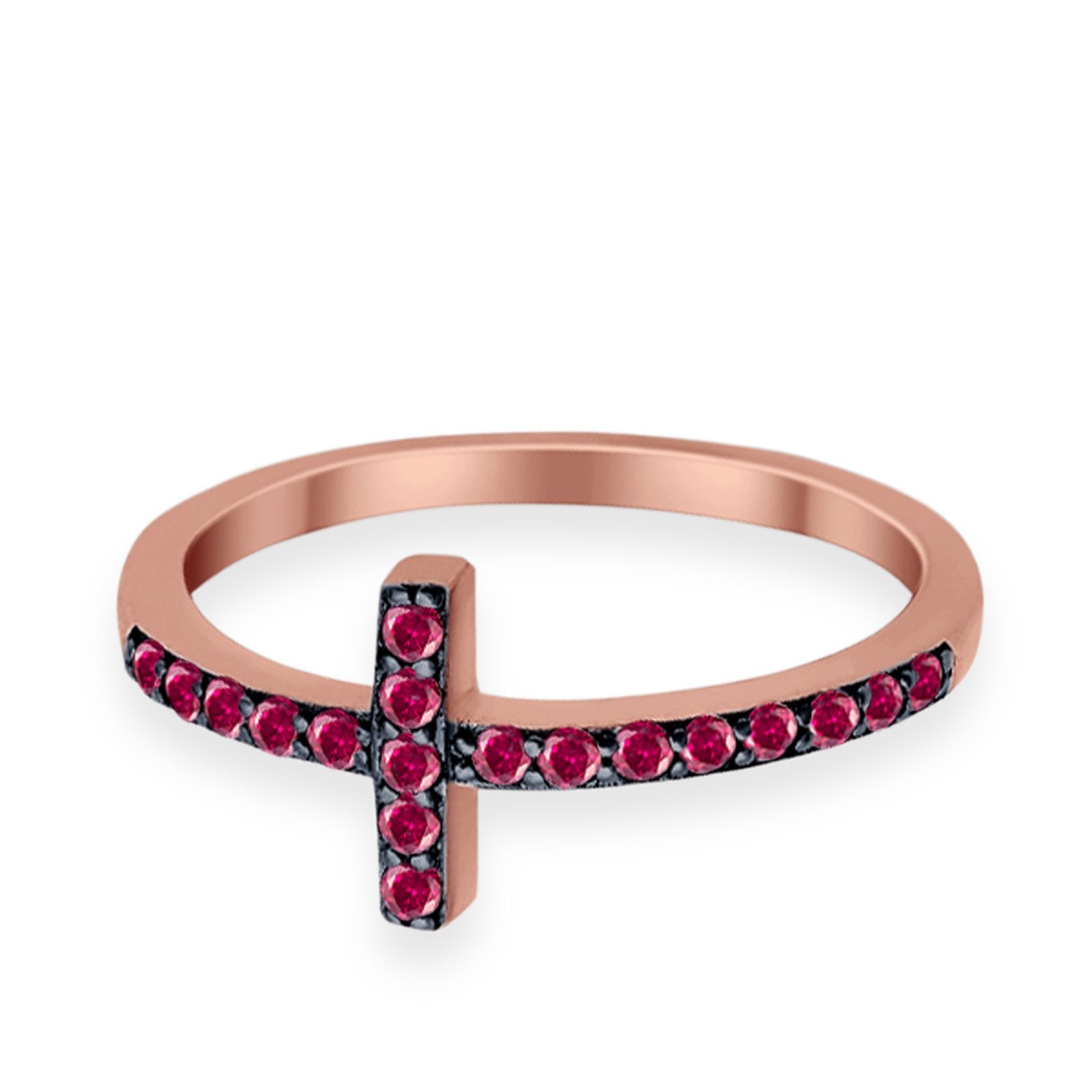 Wedding Eternity Sideways Cross Rings Simulated CZ 925 Sterling Silver