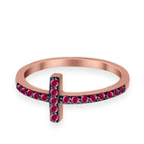 Wedding Eternity Sideways Cross Rings Simulated CZ 925 Sterling Silver