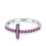 Wedding Eternity Sideways Cross Rings Simulated CZ 925 Sterling Silver