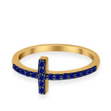 Wedding Eternity Sideways Cross Rings Simulated CZ 925 Sterling Silver