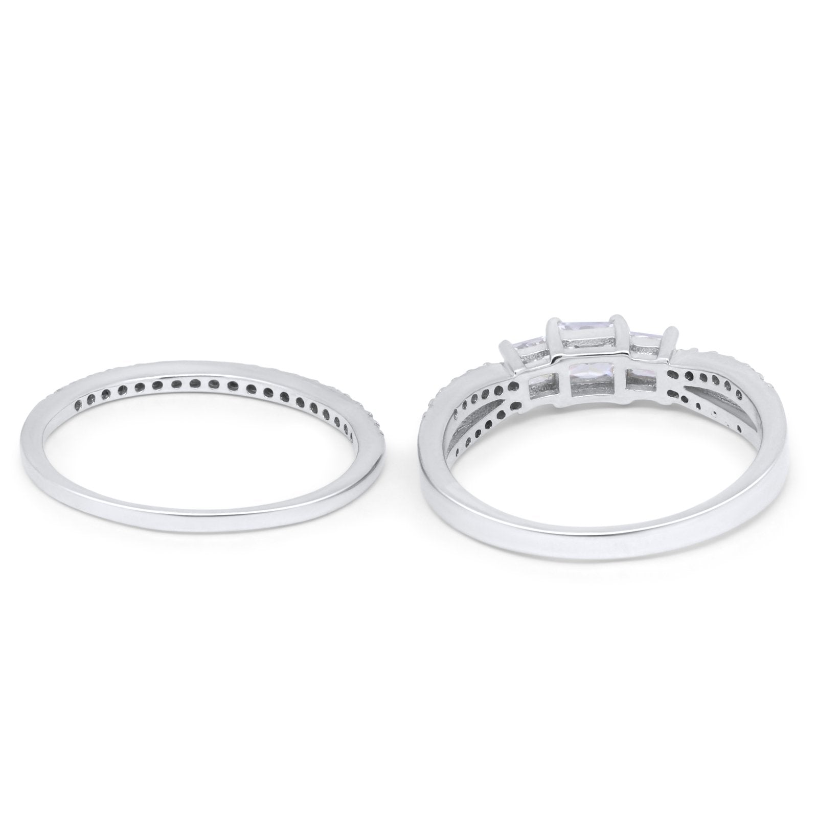 Engagement Ring Stone Princess Cut Simulated Cubic Zirconia 925 Sterling Silver