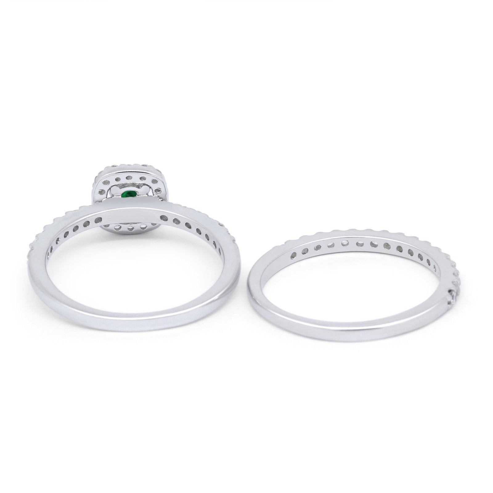 Wedding Band Ring Round Piece Simulated Cubic Zirconia 925 Sterling Silver