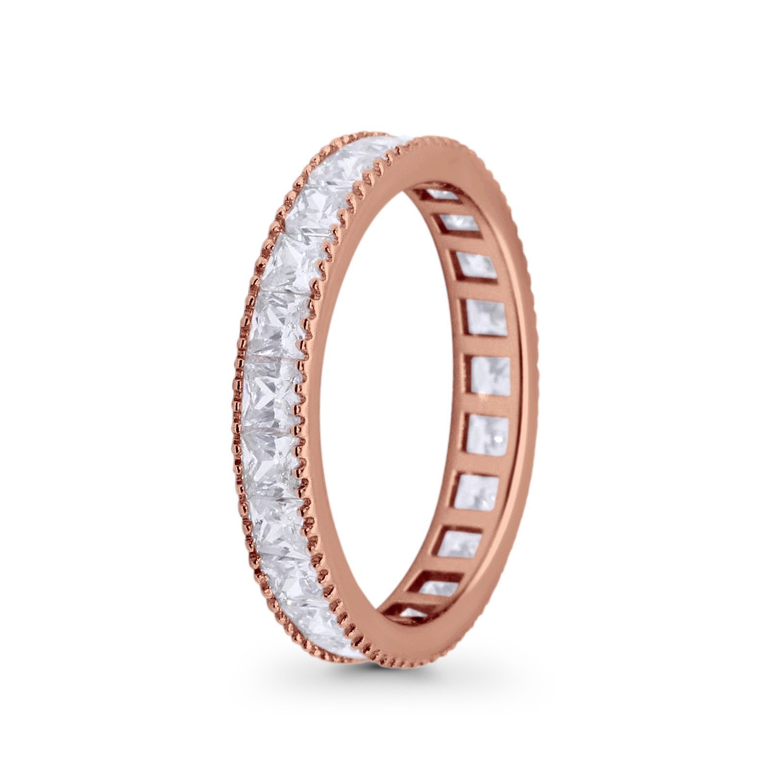 Full Eternity Wedding Band Ring Simulated CZ 925 Sterling Silver