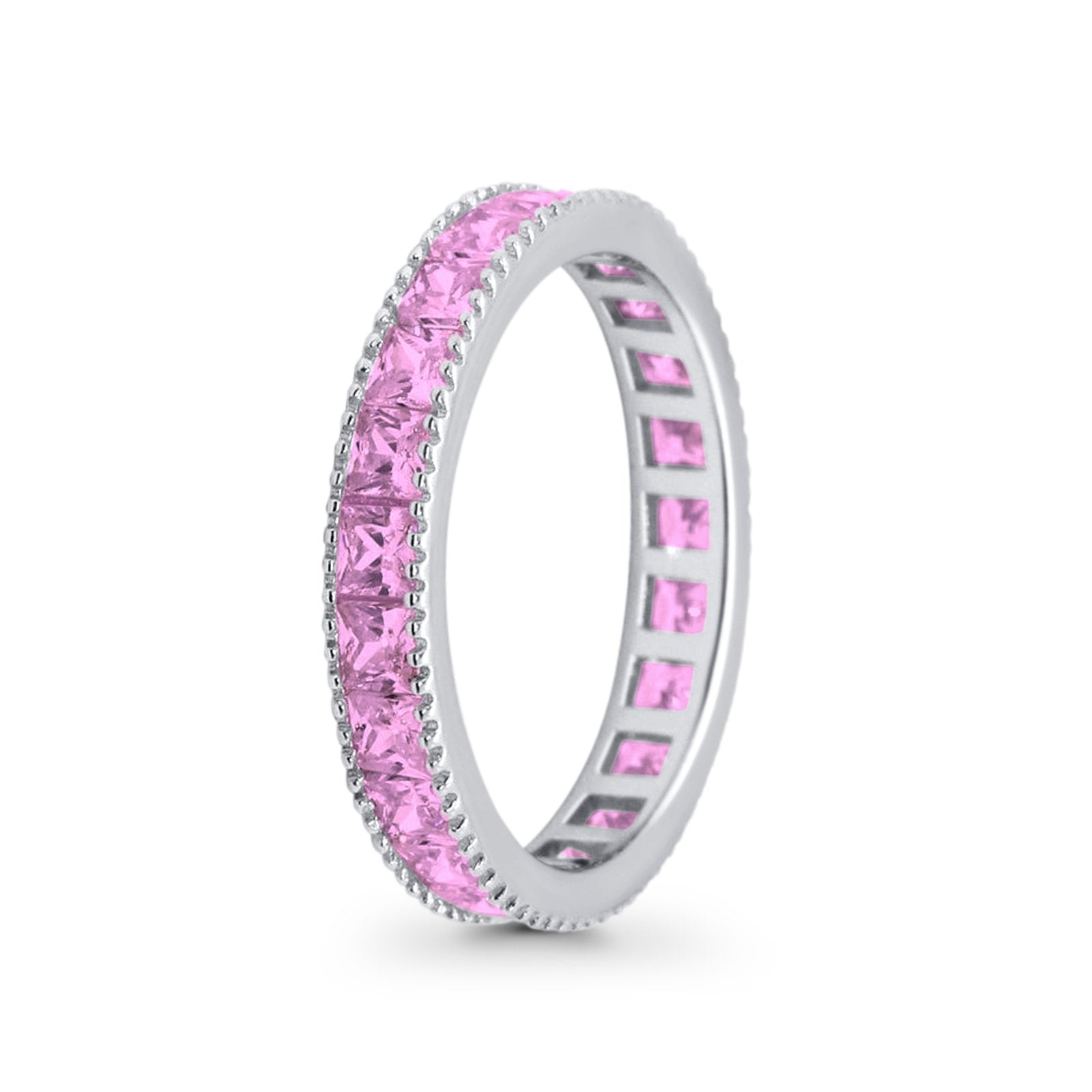 Full Eternity Wedding Band Ring Simulated CZ 925 Sterling Silver