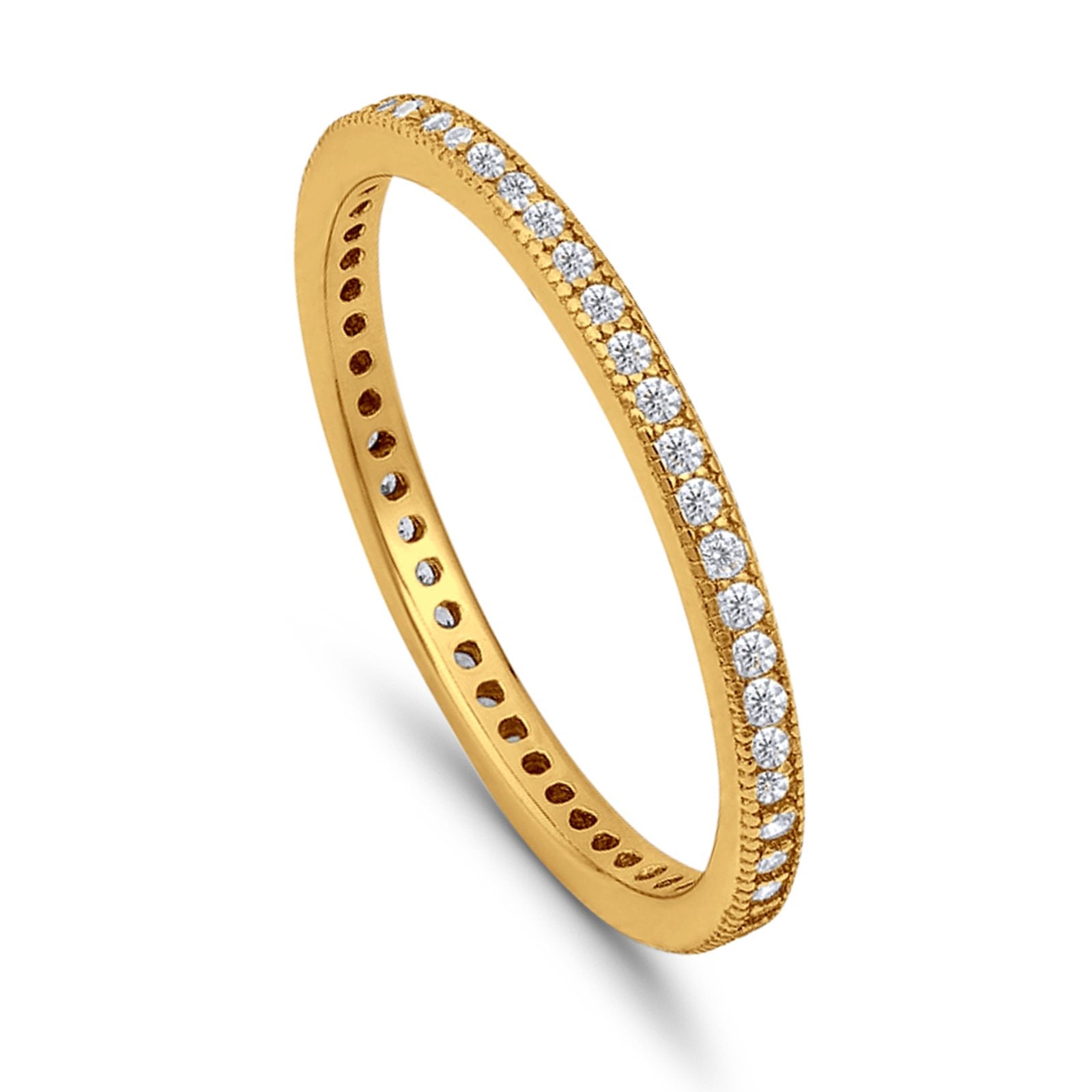 Stackable Full Eternity Wedding Band RingS Simulated CZ 925 Sterling Silver