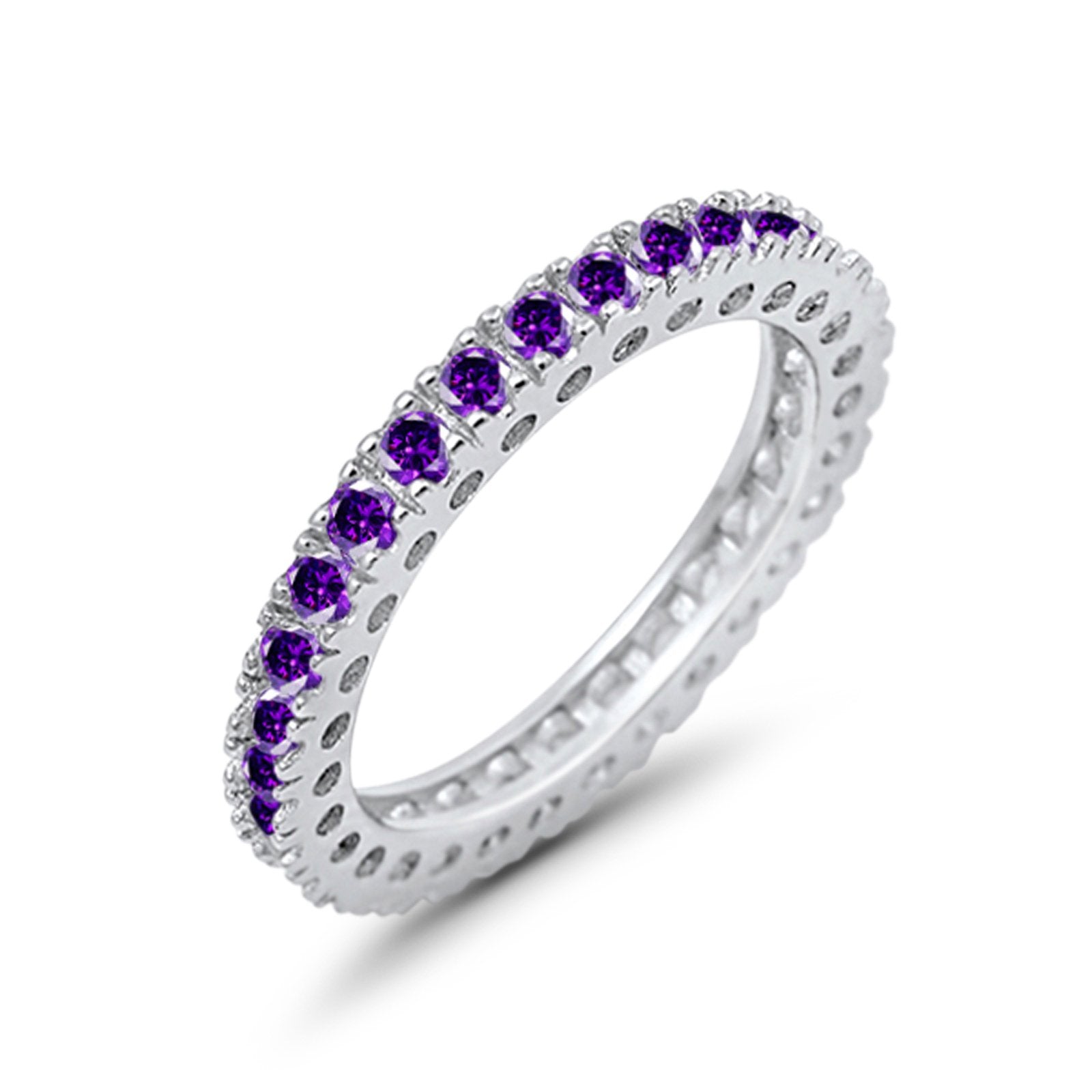 Eternity Wedding Band Rings Round Simulated CZ 925 Sterling Silver