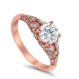 Vintage Wedding Ring Round Cubic Zirconia 925 Sterling Silver RC105152