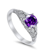 Vintage Wedding Ring Round Cubic Zirconia 925 Sterling Silver RC105152