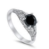 Vintage Wedding Ring Round Cubic Zirconia 925 Sterling Silver RC105152