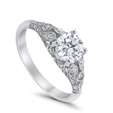 Vintage Wedding Ring Round Cubic Zirconia 925 Sterling Silver RC105152