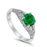Vintage Wedding Ring Round Cubic Zirconia 925 Sterling Silver RC105152