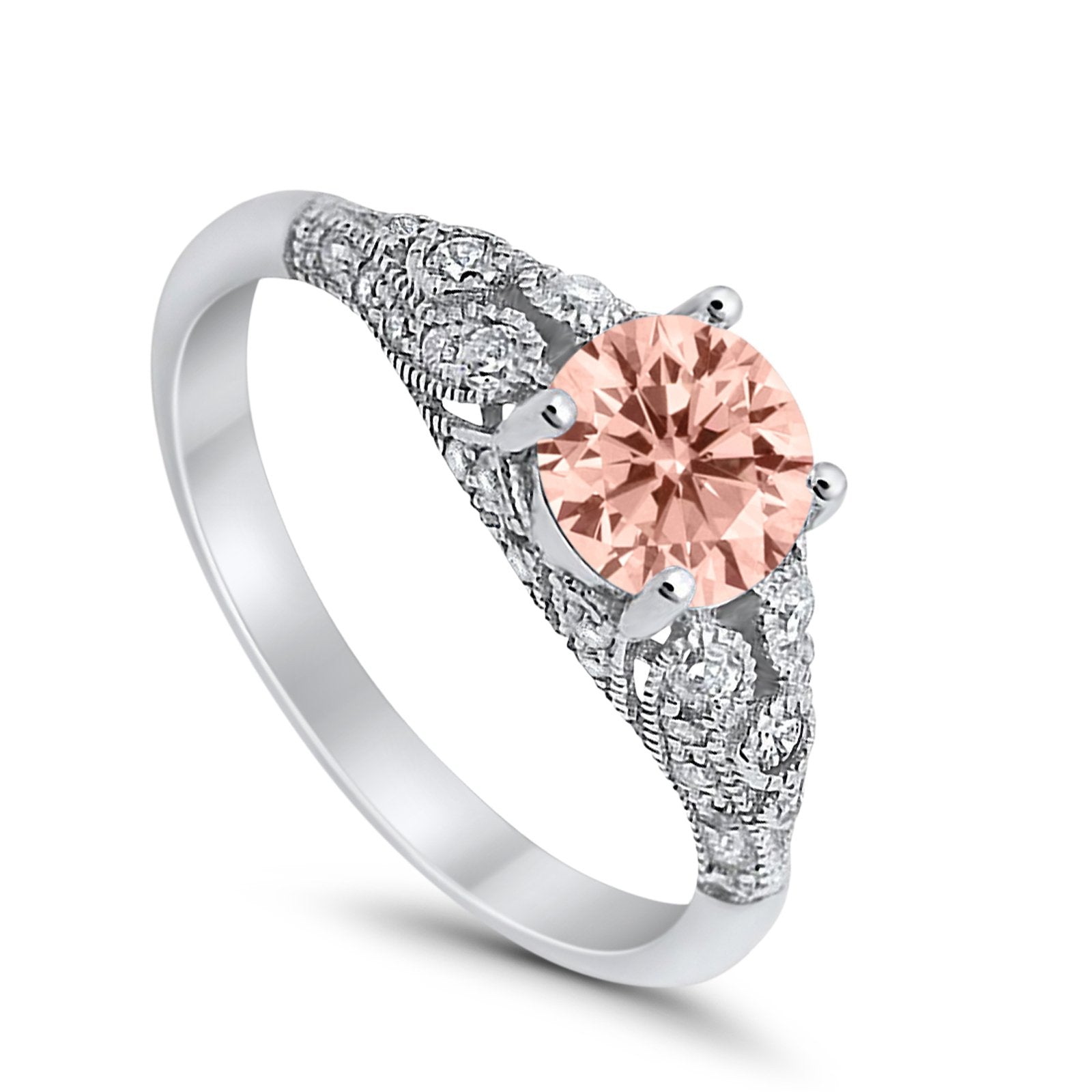 Vintage Wedding Ring Round Cubic Zirconia 925 Sterling Silver RC105152