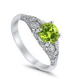 Vintage Wedding Ring Round Cubic Zirconia 925 Sterling Silver RC105152