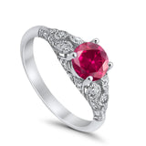 Vintage Wedding Ring Round Cubic Zirconia 925 Sterling Silver RC105152