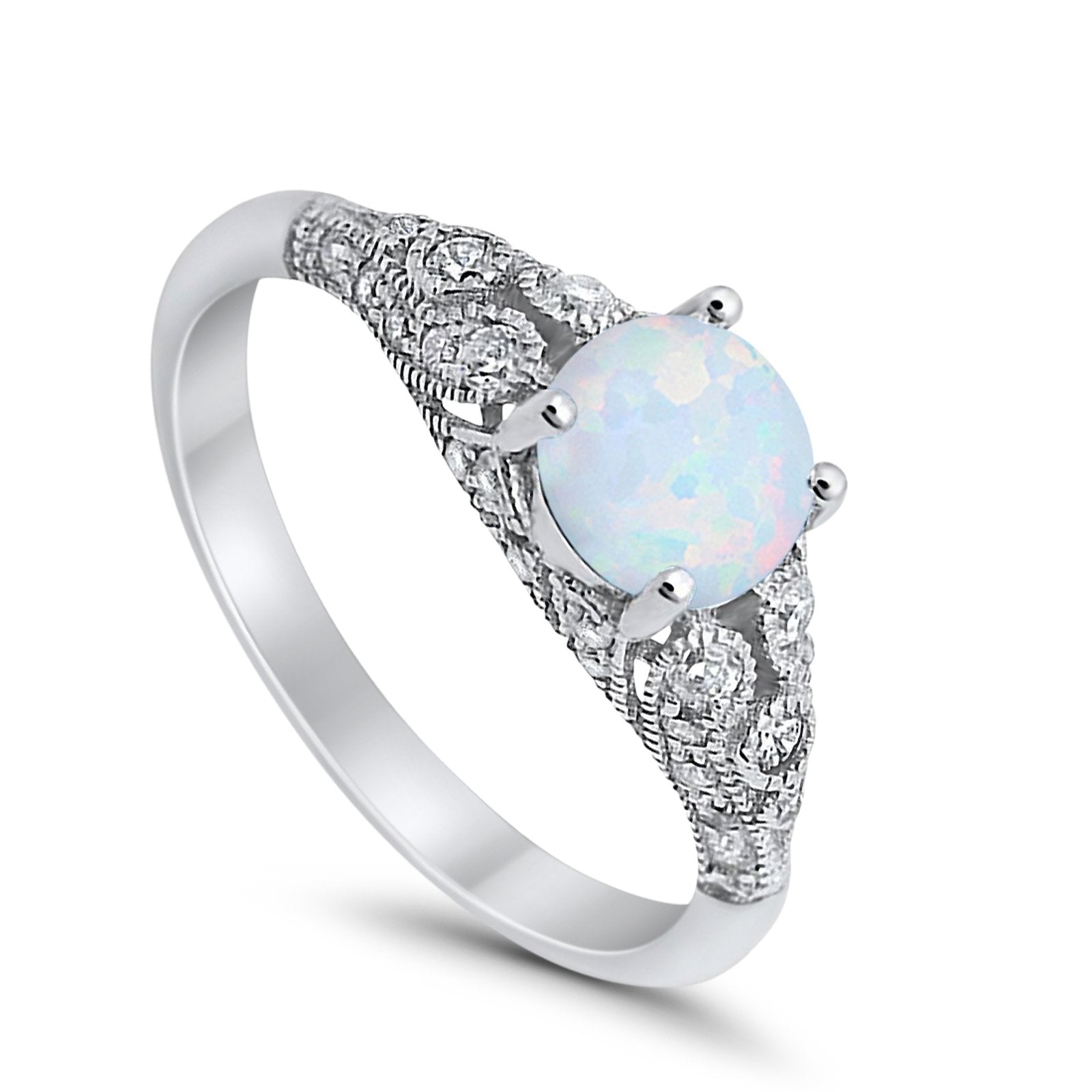 Vintage Wedding Ring Round Cubic Zirconia 925 Sterling Silver RC105152