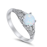Vintage Wedding Ring Round Cubic Zirconia 925 Sterling Silver RC105152
