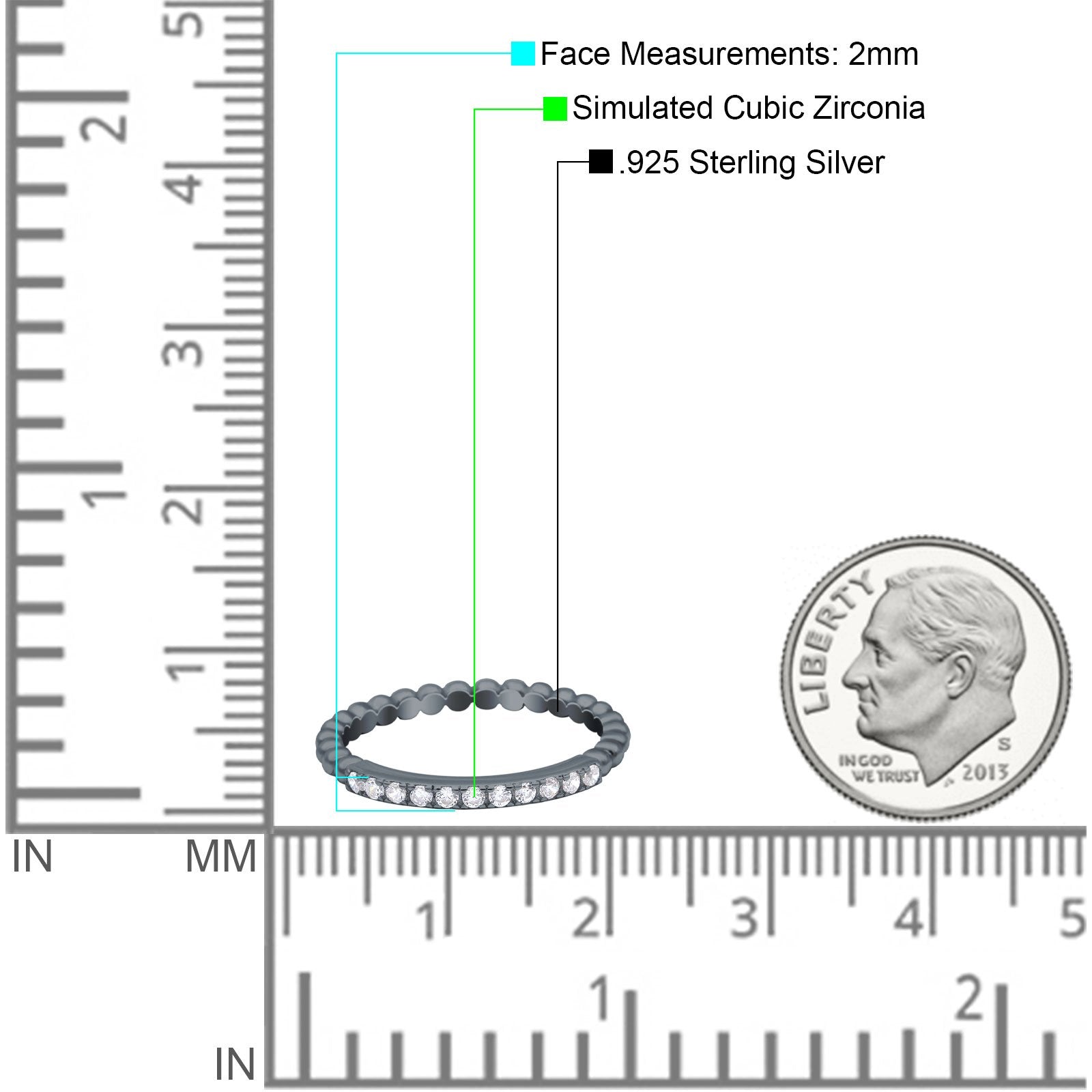 Infinity Twisted Half Eternity Wedding Band Ring Round Simulated Cubic Zirconia 925 Sterling Silver