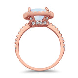 Halo Wedding Ring Cushion Cut Round Simulated Cubic Zirconia 925 Sterling Silver