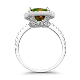 Halo Wedding Ring Cushion Cut Round Simulated Cubic Zirconia 925 Sterling Silver