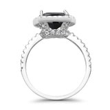 Halo Wedding Ring Cushion Cut Round Simulated Cubic Zirconia 925 Sterling Silver