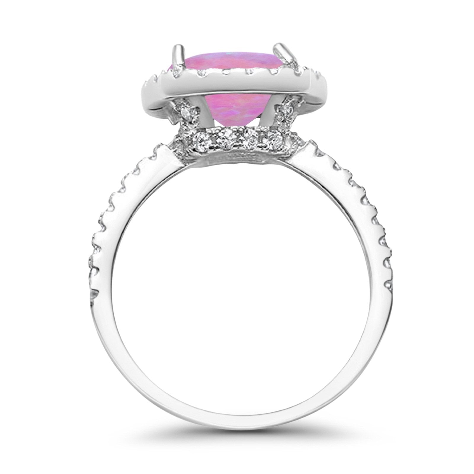 Halo Wedding Ring Cushion Cut Round Simulated Cubic Zirconia 925 Sterling Silver