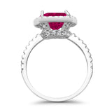 Halo Wedding Ring Cushion Cut Round Simulated Cubic Zirconia 925 Sterling Silver