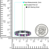 Full Eternity Stackable Ring Wedding Band Round Simulated Cubic Zirconia 925 Sterling Silver (3mm)