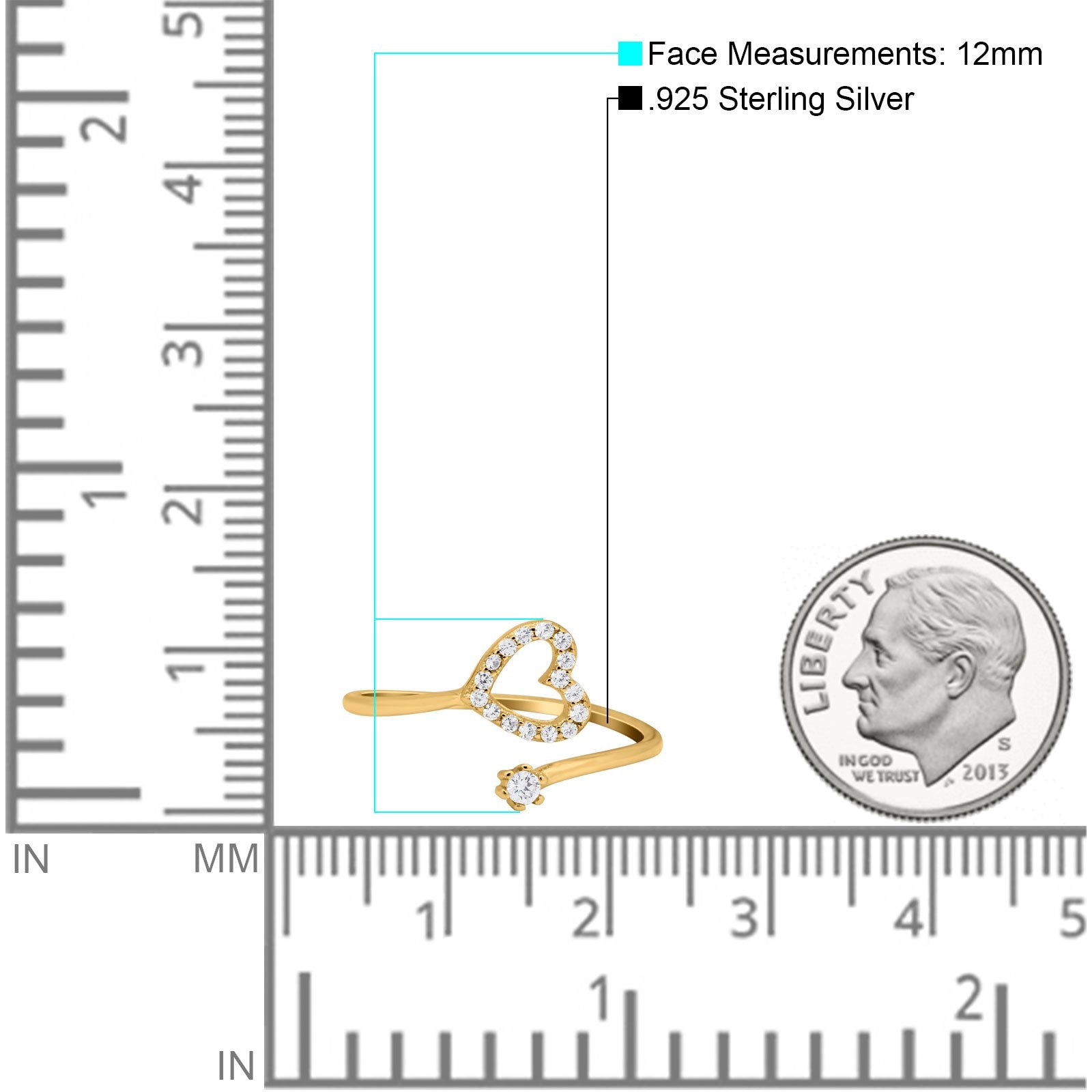 Round Heart Promise Eternity Ring Simulated Cubic Zirconia 925 Sterling Silver