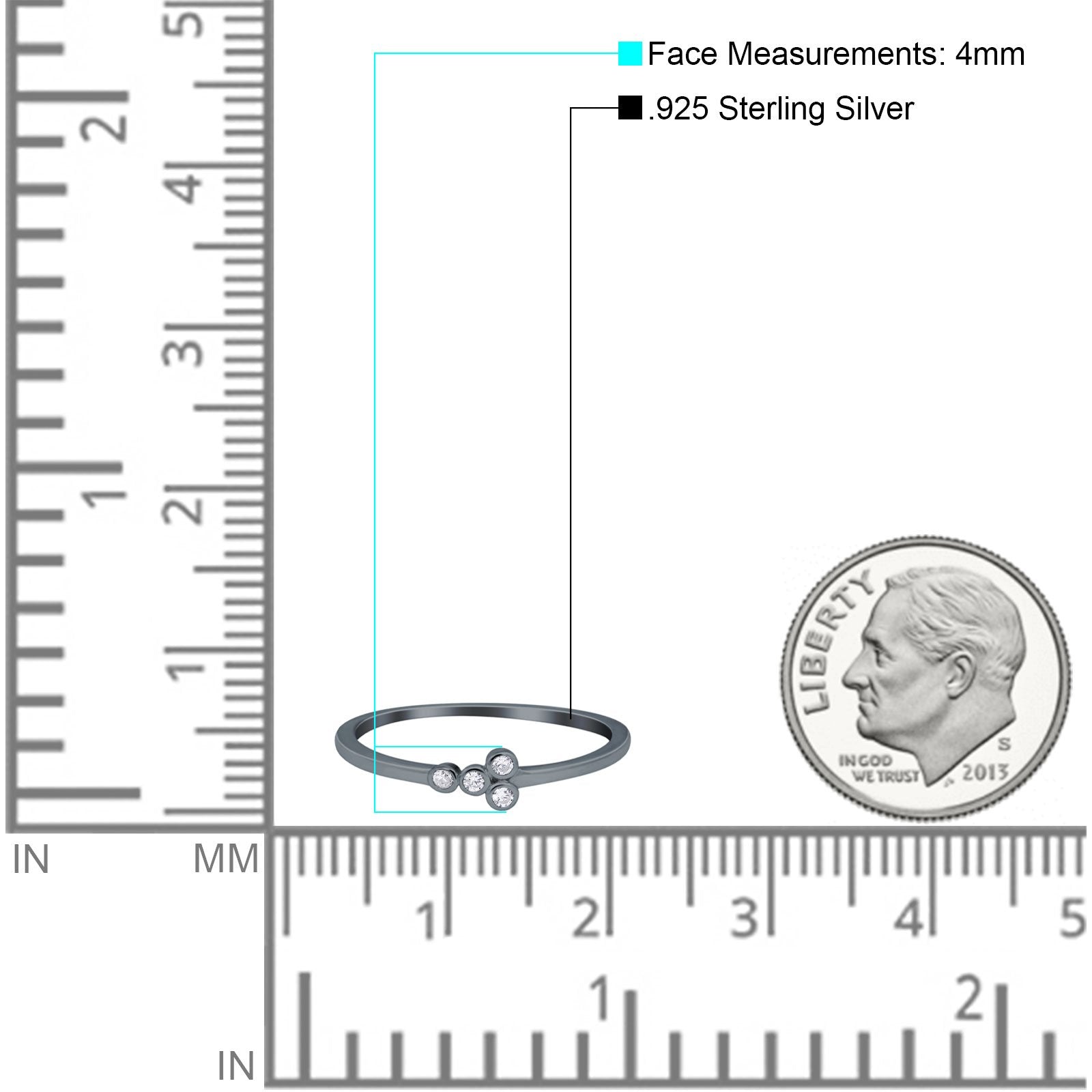 Fashion Petite Dainty Ring Eternity Simulated Cubic Zirconia 925 Sterling Silver